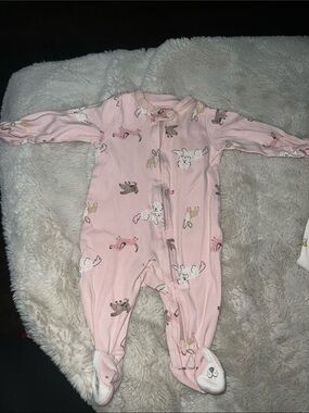 Carter's Light Pink Animal Print Footed One-Piece
